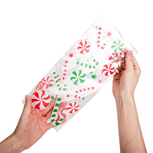 DERAYEE 120 Pieces Christmas Cellophane Bags Xmas Gift/Goodies Treat Bags with 180 Pieces Twist Ties - Image 4
