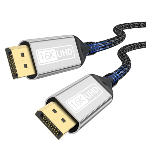 Cable DisplayPort 16K 2.1,cable DP 1m 16K@60Hz,10K@60Hz,8K@120Hz,4K@240Hz,165Hz,144Hz,cable DP de 80Gbps con HDR,FreeSync,G-Sync,DSC 1.2a,HDCP 2.2 con PC,HDTV,monitor gaming,portátil,tarjeta gráfica