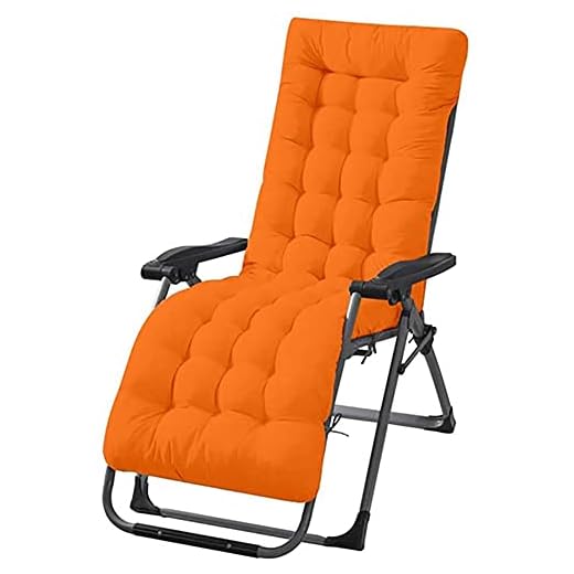 Wangle Sun Lounger Cushion High Back Cushion Thick Rocking Chair Cushion Pads Replacement Sunbed Cushion Pad Garden Patio Lounge Cushion Outdoor Reclining Cushion,Orange