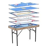 6 in 1 Multi spieltisch, klappbarer Billardtisch, Billard, Hockey, Tischtennis, Bowling, Shuffleboard und Tic Tac Toe mit sämtlichem Zubehör (4 ft)
