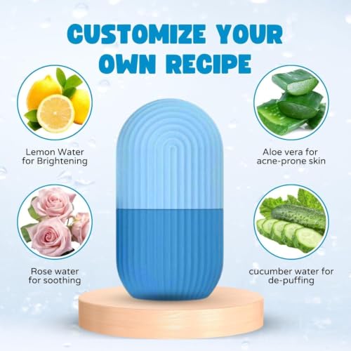 Image of Ice Roller for Face Massager and Glowing Skin | Ice Roll for Face and Eye | Pore Tightening, Puffiness & Dark Circle Reduction | Facial Ice Mold Massager for Skin Care (Blue)