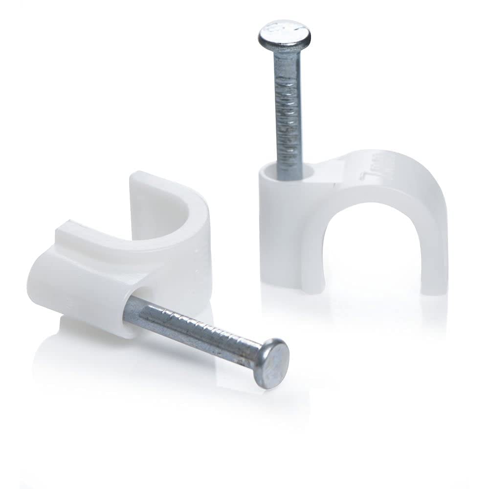 On Blow Combo Pack of (6mm, 8mm, 10mm) Diameter Wire Fastener Circle Cable Clips With Metal Nail (Each 100 Pieces) Total 3...