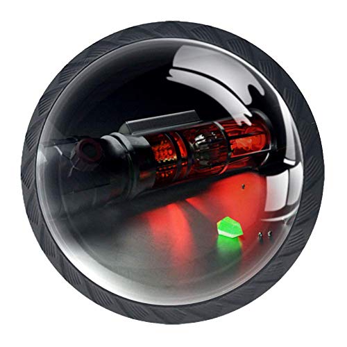 Épée rougeoyante 03 Bouton de Meubles Poignée de tiroir 4 pièces Avec vis en acier inoxydable Décor à la maison Cristal 3D Affichage Bouton Tiroir bouton de porte 3.5×2.8CM Cover