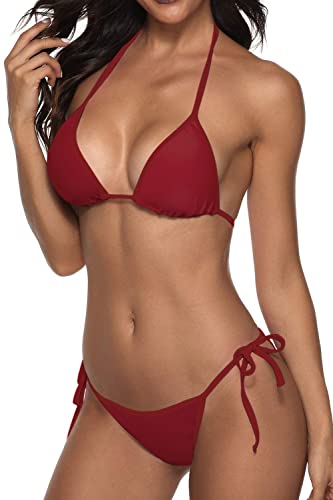 Image of Women Two Piece Swimsuit Sexy Swimwear Halter String Triangle Bikini Sets