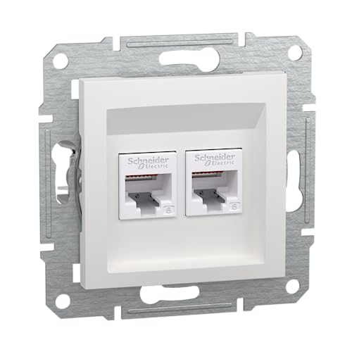 Schneider Electric Asfora EPH4870121D RJ45 Cat.6e - Enchufe de red (2 enchufes, conector de datos, IDC), color blanco