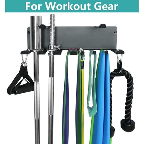Steel Exercise Equipment 8 Angled Hooks & Top Supports for Resistance Rollers Straps Training Accessories Wall Mounted Gym Equipment Organizers
