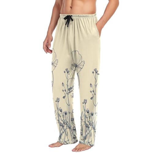 Men's Pajama Pants Herbs and Wildflowers Sleep Pajama Lounge Pant with Pockets, Elastic Waistband4