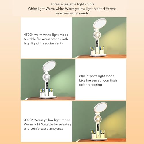 LED Desk Lamp with Fan and USB Charging for Eye Care