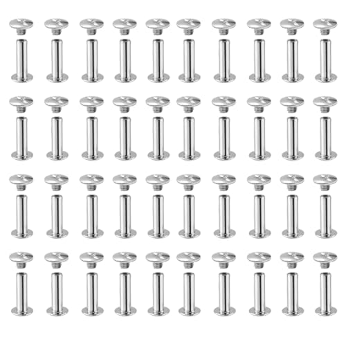 ZOKJSW 50 PCS Viti per Mobili Vite di Giunzione con Filettatura Viti di Collegamento con Manicotto Acciaio Nichelato per Legno Spesso