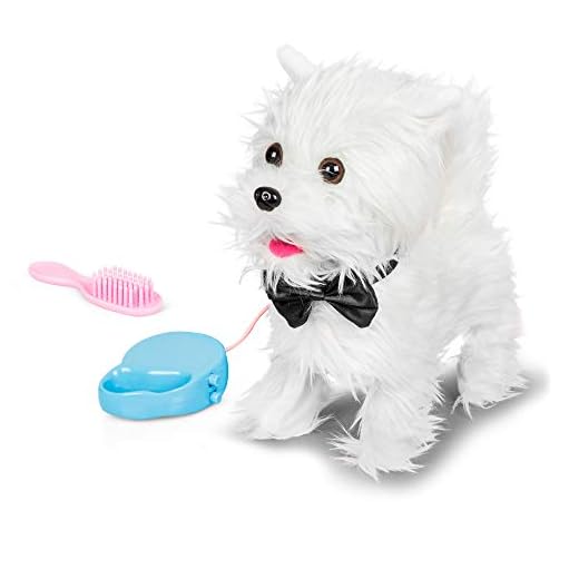 Verstellbare Hundeleine verstellbare Führleine Multifunktionsleine Doppelleine Freestyle Hundeleine Umhängeleine Koppelleine 200 cm Farbe Beige 7 Animigos 37178 Walking Westie, süßer weißer Plüschhund, ca. 22 cm groß, kann laufen und bellen, mit Bürste und Leine, für Kinder ab 18 Monaten