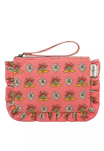 Cath Kidston 100% algodón The Frilly Pouch Wristlet Stamp Paisley en rosa, crema