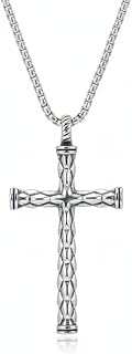 M Men Style Men’s Vintage Gothic Cross Pendant Necklace | Metal Statement Necklace for Men (34 × 59 mm) Silver SPnL202634 Price In India