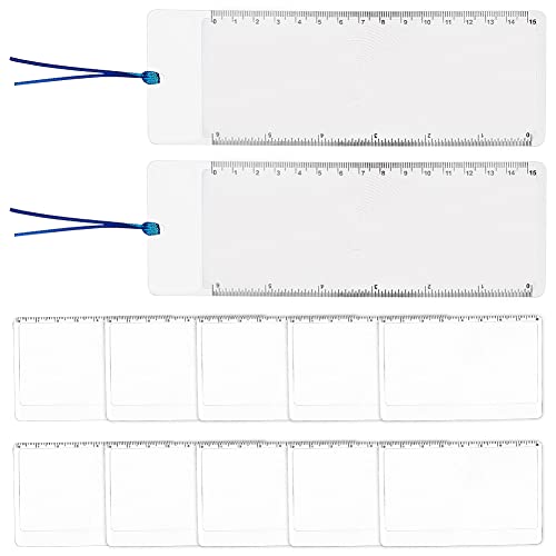 AHANDMAKER 12 lenti di ingrandimento 3X, 2 stili di ingrandimento da lettura, lente di ingrandimento portatile in plastica per carte di credito, lente d'ingrandimento tascabile, righello segnalibro