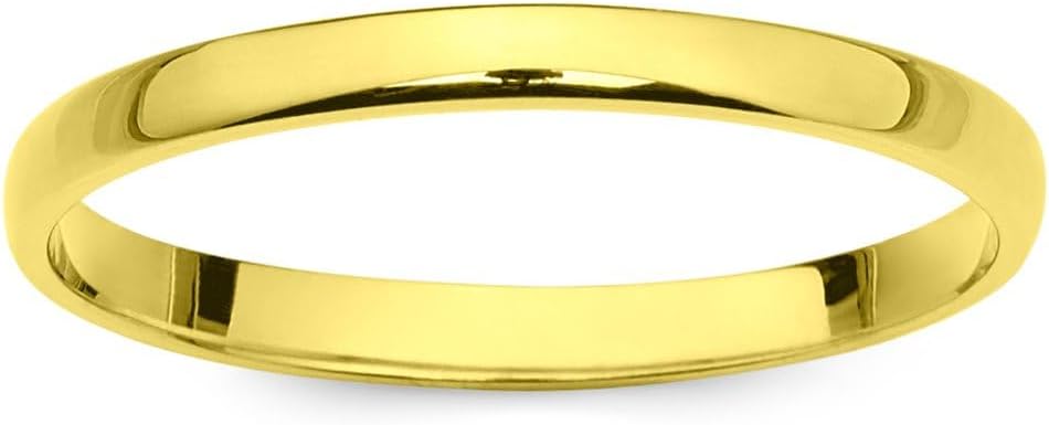 10k Yellow Gold 2mm Light Comfort Fit Plain Wedding Band