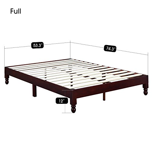 Musehomeinc 12 Inch Wood Bed Frame Elegant Style Eliminates Not Boxspring Needed, Espresso Finish #TOP1