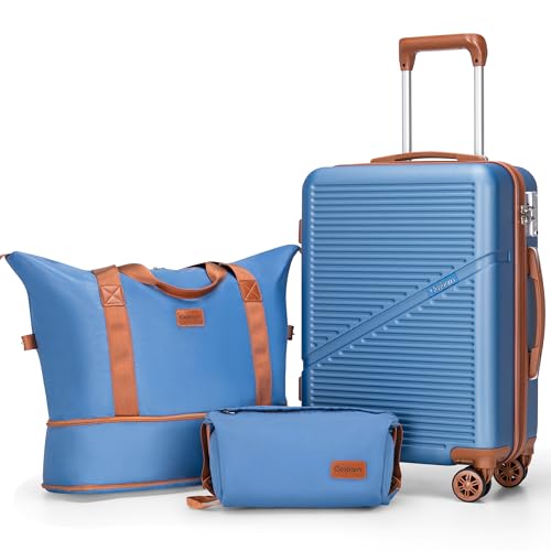 Cosbarn Carry On Luggage,3 Piece Carry On Suitcase,22x14x9 Airline Approved by Cosbarn - Used condition - US$53.90