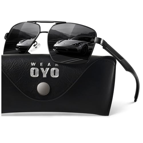 WEAROYO Polarized Sunglasses Men Womens Al-Mg Alloy Frame Spring Hinges Pilot Military Style UV400 Protection Driving