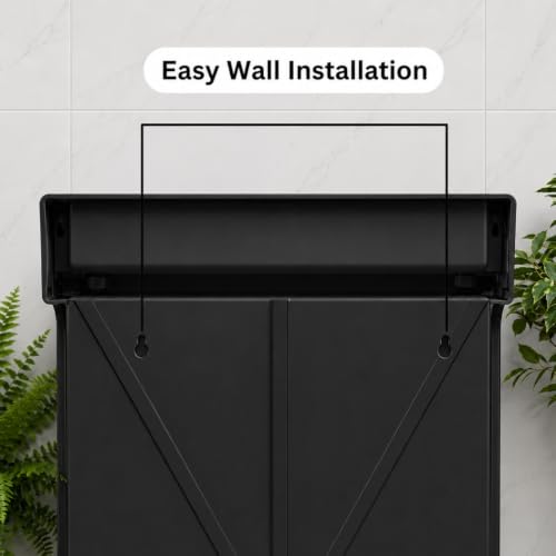 Image of BRANCO Bathroom Cabinet with Mirror | Storage Organiser | Strong Plastic Bathroom Shelves Wall Mounted | Mirror Cabinet (Black)