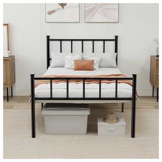 WJORATA Metal Platform Twin Bed Frame with Headboard Sturdy Steel Slats Support No Box Spring Needed Easy Assembly Black