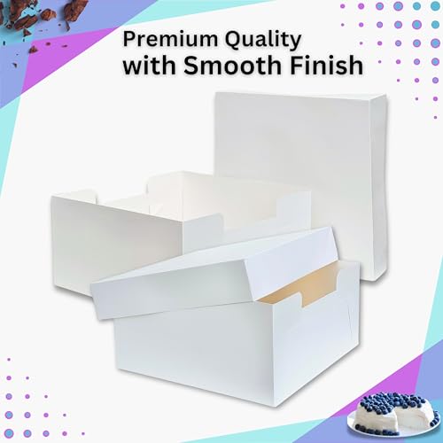 PACK N TRADE White 8-Inch Cake Box Set, 5 Square Cardboard Boxes with Lids (8 x 8 x 5 Inches) for Secure Cake Transport - Image 6