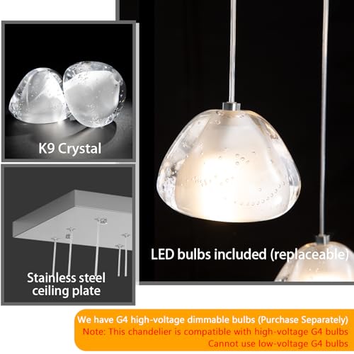 Image of 24-Lights Modern Rectangular Crystal Chandelier LED Raindrop Ceiling Pendant Light Crystal Lighting Fixture for Living Room Hotel Staircase Hallway Foyer Entryway Bedroom Silver