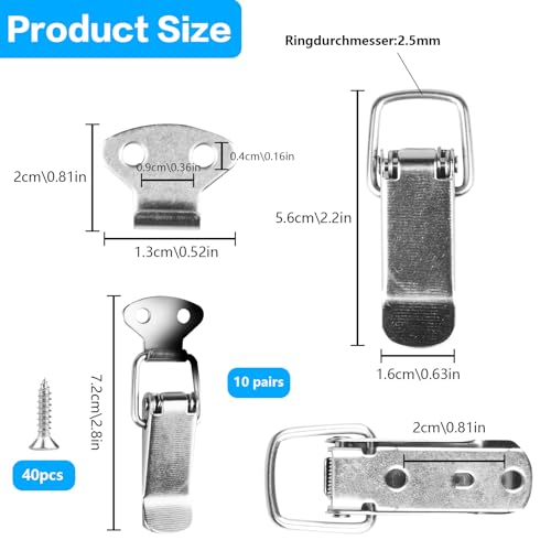 10 Pcs Spring Loaded Toggle Latch Hasps, Tension Clasp, Stainless Steel Duck Billed Buckle Latch Catch - Image 2