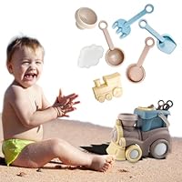 Kids Sand Beach Tool Box Set Mini Garden 8 PCs Tools Kit Pretend Play– Includes Sand Bucket, Train Mold, Mini Cloud Mold, Rake, Shovels, Sifter, Bonus Mesh Bag – for Kids Ages 3-8