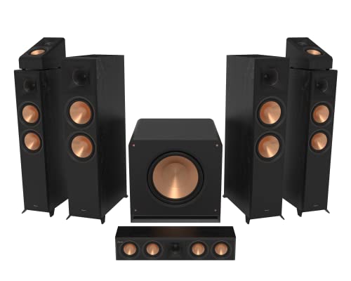 Klipsch 5.1.4 Ebony System - Model RP-8060FA II, RP-6000F II, RP-404C II, RP-600M II, RP-500SA II, RP-1600SW
