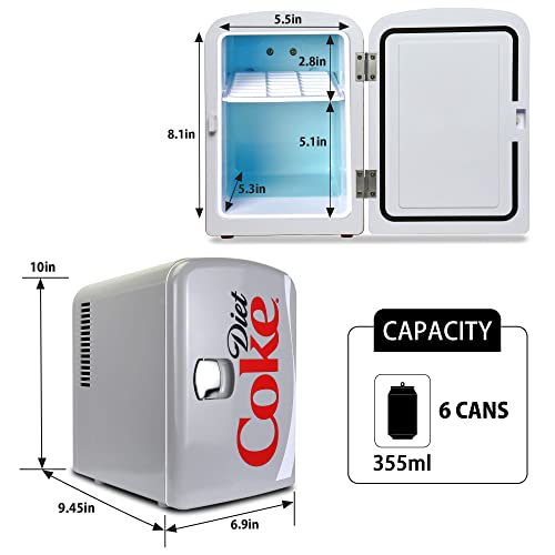 Coca-Cola Diet Coke DC04 4 Liter/4.2 Quarts 6 Can Portable Mini Cooler/Fridge, Beverages, Baby Food, Skincare and Medications-Use at Home, Office, Dorm, Car, RV or Boat-with AC & DC Plugs, Gray by Koolatron - Image 5