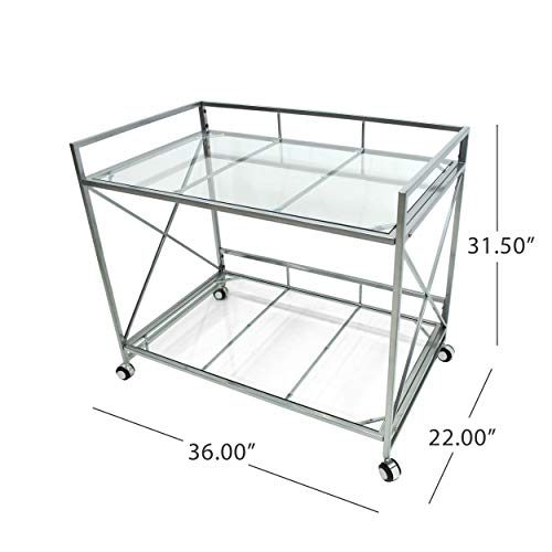 Christopher Knight Home Danae Industrial Modern Iron And Glass Bar Cart, Silver #TOP5
