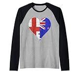 Bandera de Inglaterra Nueva Zelanda corazón con la parte derecha e izquierda del corazón con la bandera del país de Europa