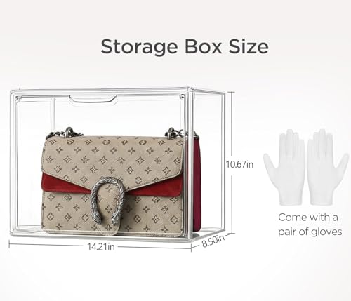 HBlife 5 Pack Purse Storage Organizer for Closet, Large Clear Stackable Handbag Display Case Box with Magnetic Door for Collectibles, Cosmetics, Women Heels and Toys by HBlife - Image 2