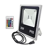 Floodoor RGB LED Flood Light,30W US 3 Prong Plug,Remote Control,16 Colors 4 Models Switchable,Memory Function,Outdoor Advertising Housing Decoration Landscape Garden