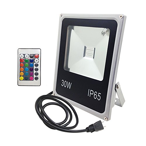 Floodoor RGB LED Flood Light,30W US 3 Prong Plug,Remote Control,16 Colors 4 Models Switchable,Memory Function,Outdoor Advertising Housing Decoration Landscape Garden