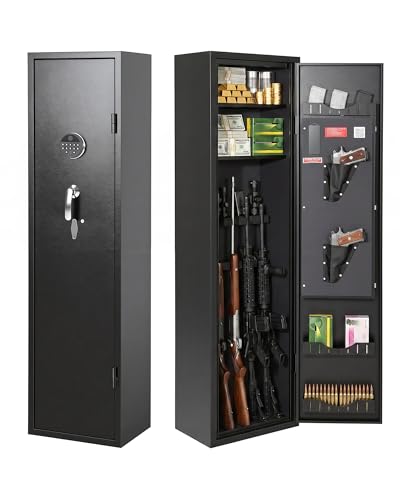 Image of Bonusall Gun Safe for Rifles and Pistols, Fully Assembled 10-12 Gun Safe for Home, Large Rifle and Shotgun Safe with Quick Access Keypad Lock, Adjustable Gun Rack, Pistol Pockets and Ammo Storage