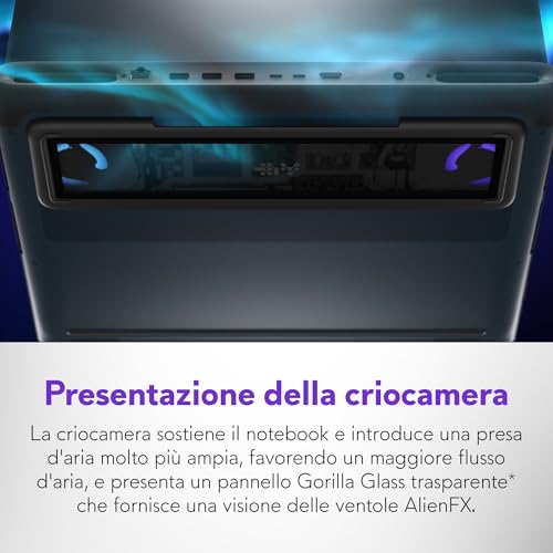 18 Area-51 Laptop Gaming 18" WQXGA 300Hz G-Sync, Intel Core Ultra 9 275HX Series 2, Nvidia GeForce RTX 5080, 32GB DDR5 RAM, 2TB SSD, Windows 11 Home, Cryo-tech, AlienFX RGB QWERTY - Notebook - Immagine 6