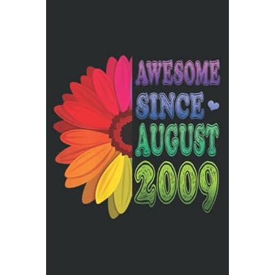 12 Years Old Floral Awesome Since August 2009 12Th Birthday Quote: Lined Notebook