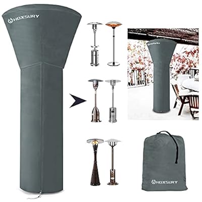 HOXSURY Patio Heater Cover Outdoor Waterproof 87 IN 420D Heavy Duty Standup Round Oxford Covers for Outdoor Heaters Weatherproof Propane Heater Covers for Outdoor Garden Treasure Grey