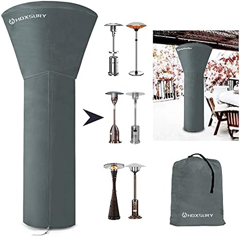 HOXSURY Patio Heater Cover Outdoor Waterproof 87IN 420D Heavy Duty Standup Round Oxford Covers for Outdoor Heaters Weatherproof Propane Heater Covers for Outdoor Garden Treasure Grey