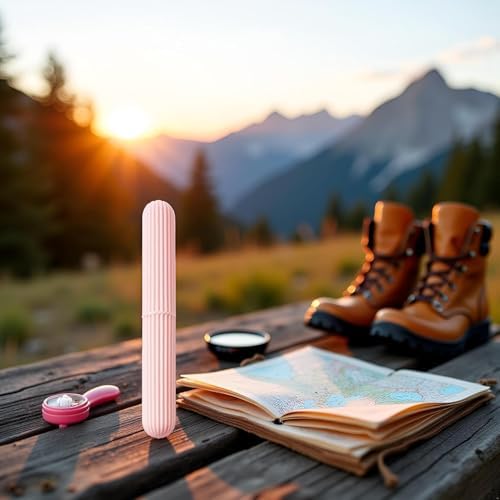 ROMI FLORIA 3Pcs Pink Portable Toothbrush Storage Case with Protective Lid, 8.6 inches, Toothbrush Cover Travel Camping — view 7