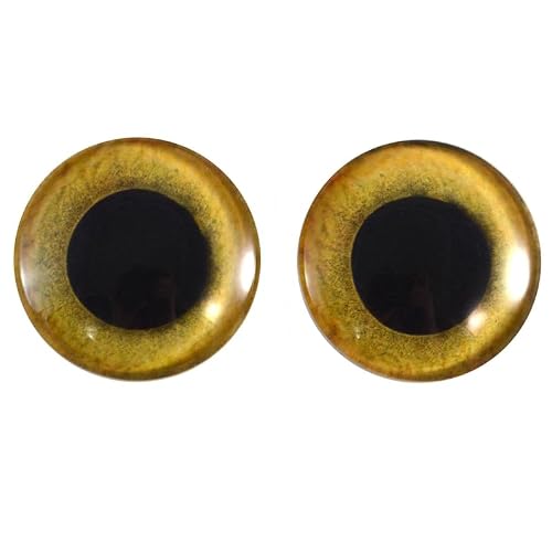 30mm Pair Yellow Owl Glass Eyes for Taxidermy Sculptures or Jewelry Making Crafts