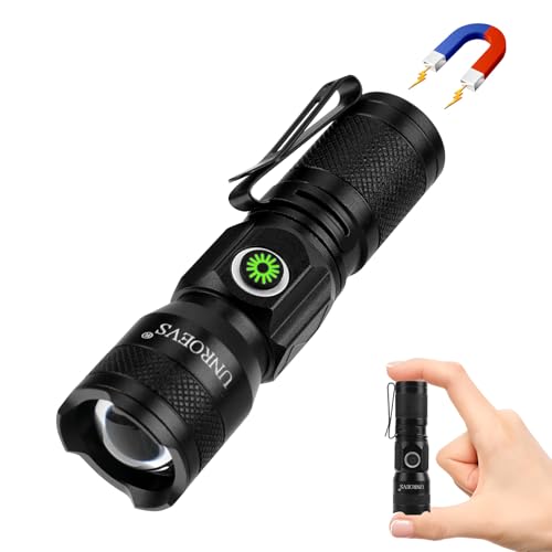 Image of UNROEVS Rechargeable Mini Flashlight with Magnet,Pocket Flashlights High Lumens with Clip,1200 Lumens Compact LED Small Light and Long Range,EDC Flash Light for Everyday Carry.