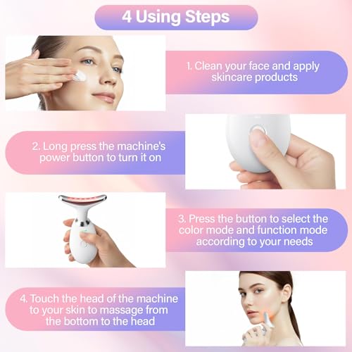 Image of Neck and Face Care Device for Home Daily Use, Skin Care Tool, Wrink-le Improve, Firm, Tightening and Smooth Snow White