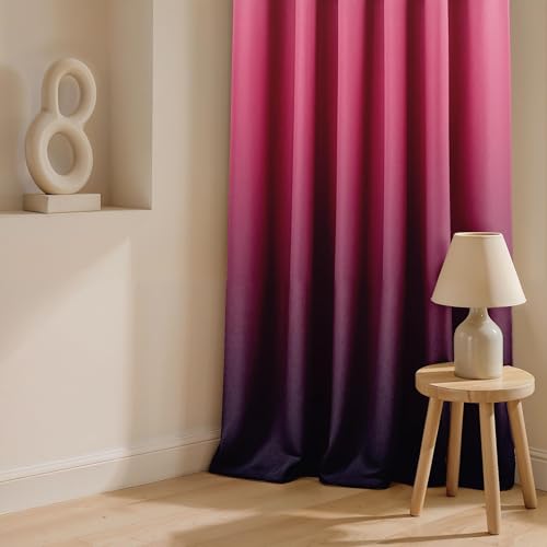 Image of Ultimate Trends Room Darkening Ombre Curtain | Polyester Gradient | Room Doors and Window| 5 FEET Pack of 2,Cranberry Charcoal