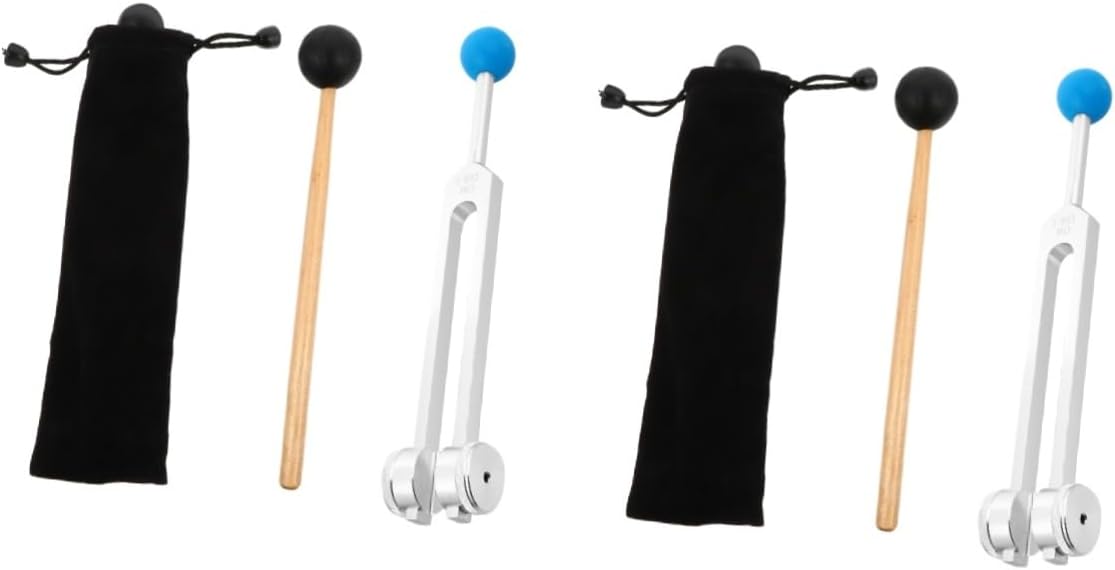 Hemoton 2pcs Tuner with Hammer for Relief and Chakra Healing Aluminum Alloy Tuning Fork for Meditation Therapy and Sound Healing Includes Accessories for Easy Use and Storage
