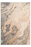 Modern Gold Metallic Marble Area Rug Plush Neutral Cream Grey Abstract Luxe Living Room Carpet Silver Stain Resistant Bedroom Rugs 160cm x 230cm