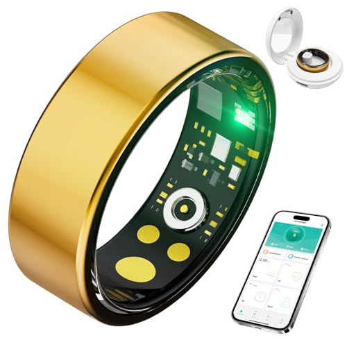 Fervidus Smart Health Ring for Women Men, Fitness Tracker with Heart Rate, Blood Oxygen, Blood Pressure, Sleep Monitoring, Step Counting, IP68 Waterproof for iPhone and Android, Size 10