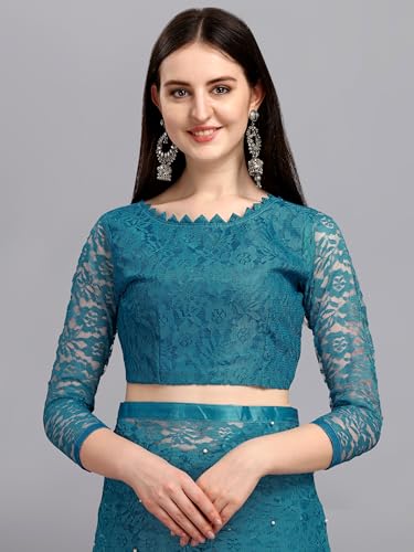 Image of LOROFY Women's Brasso Net Saree With Blouse