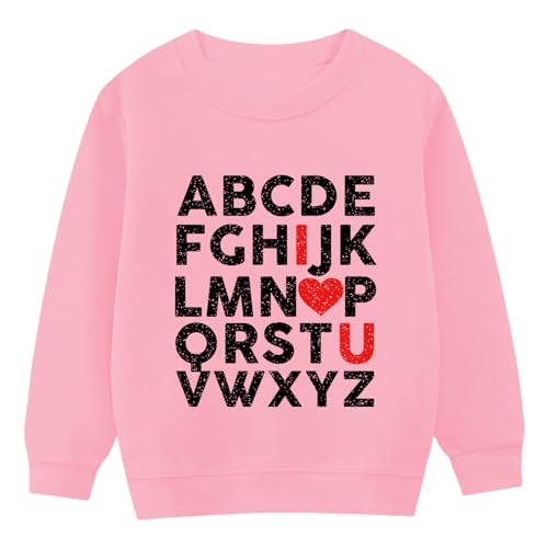 Girl Boy Valentine Sweatshirts Love Print Shirts Long Sleeve Kids Hearts Tops 2-12 Years