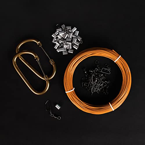 Lifetime Decoys Texas Rig Decoy Anchor DIY Kit – 125ft PVC-Coated Steel Cable with Swivel Clips, Crimps & Carabiners – Makes 2 Dozen Tangle-Free Duck Decoy Rigs (Mallard Foot Orange)